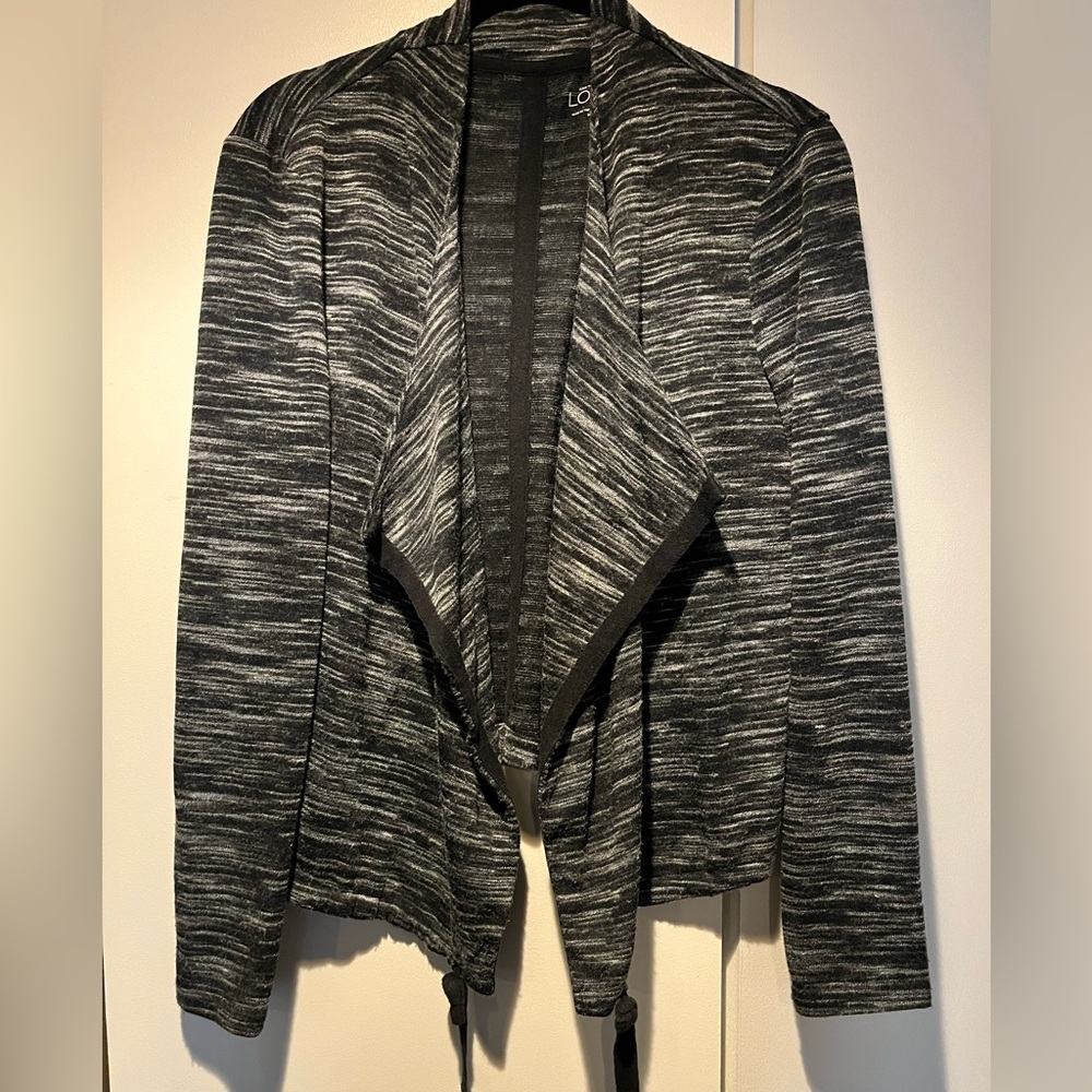 LOFT Stylish Black and Gray Open Cardigan Size Medium